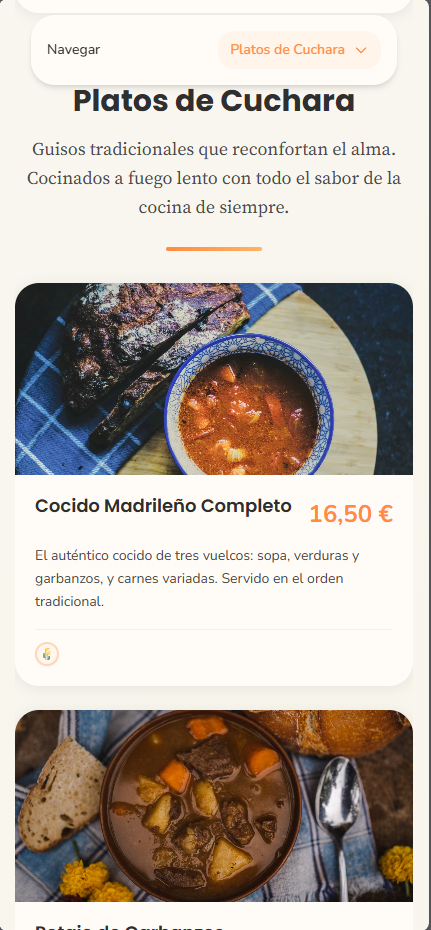 Carta del tema Restaurante familiar