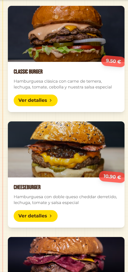 Carta del tema Hamburguesas