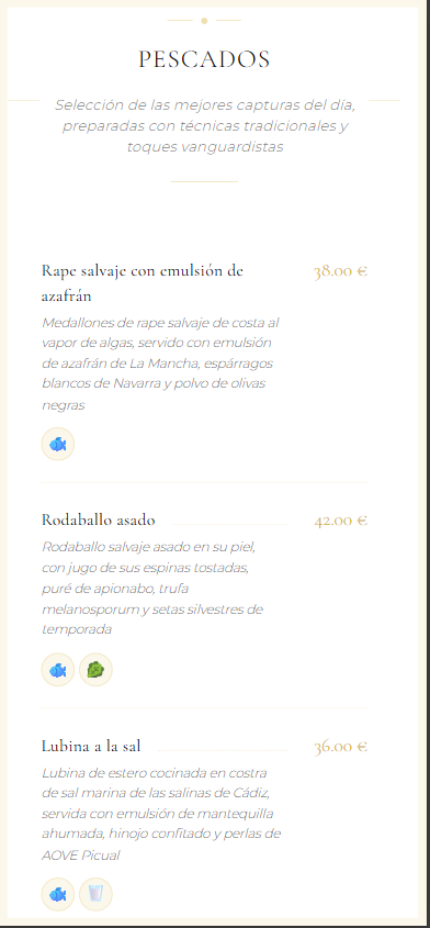 Carta del tema Gastronomico
